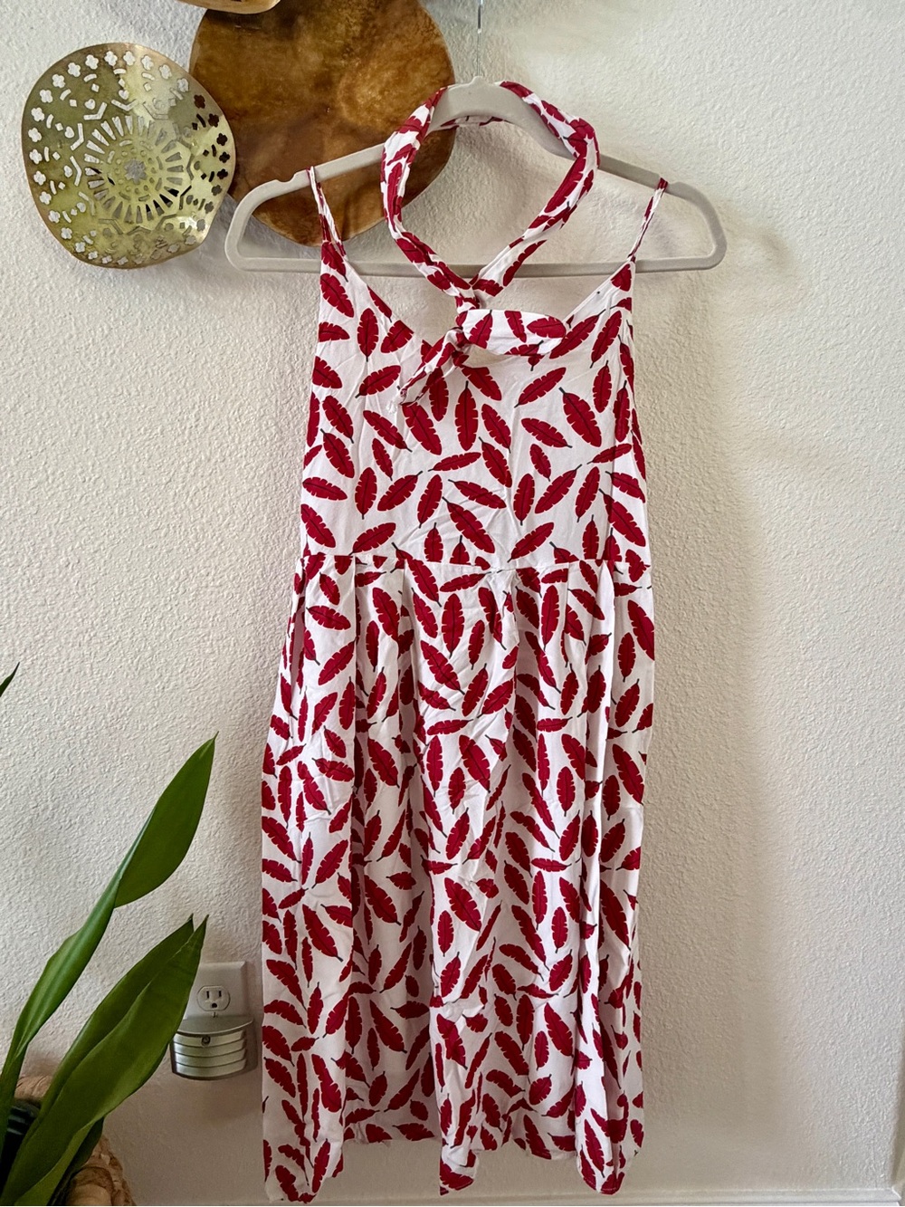 Kids Red Leaf-Print Summer Dress